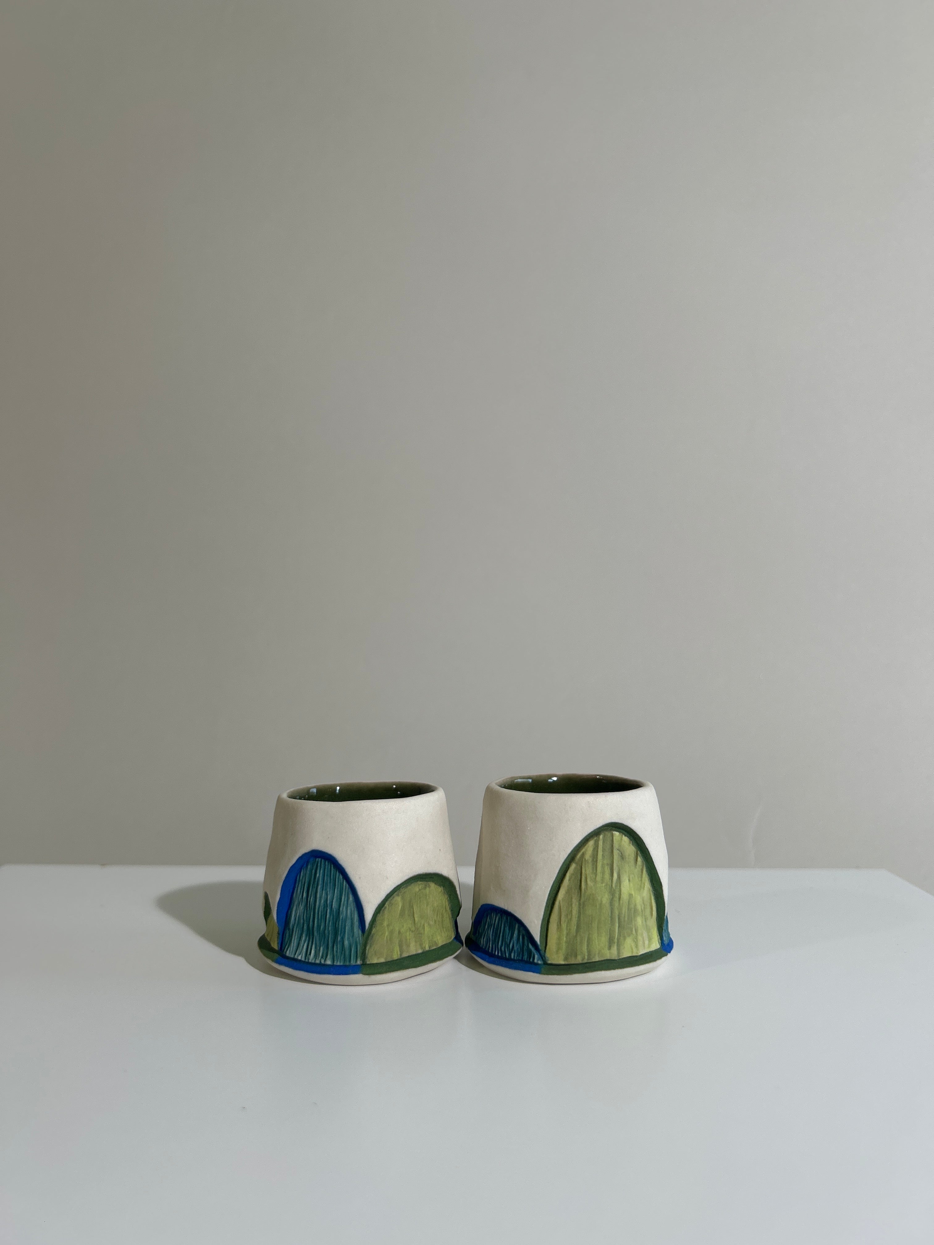 Color/texture cup duo blue/green