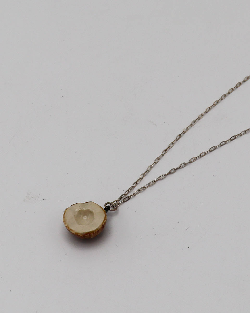 18 Inch Sterling silver necklace coconut half