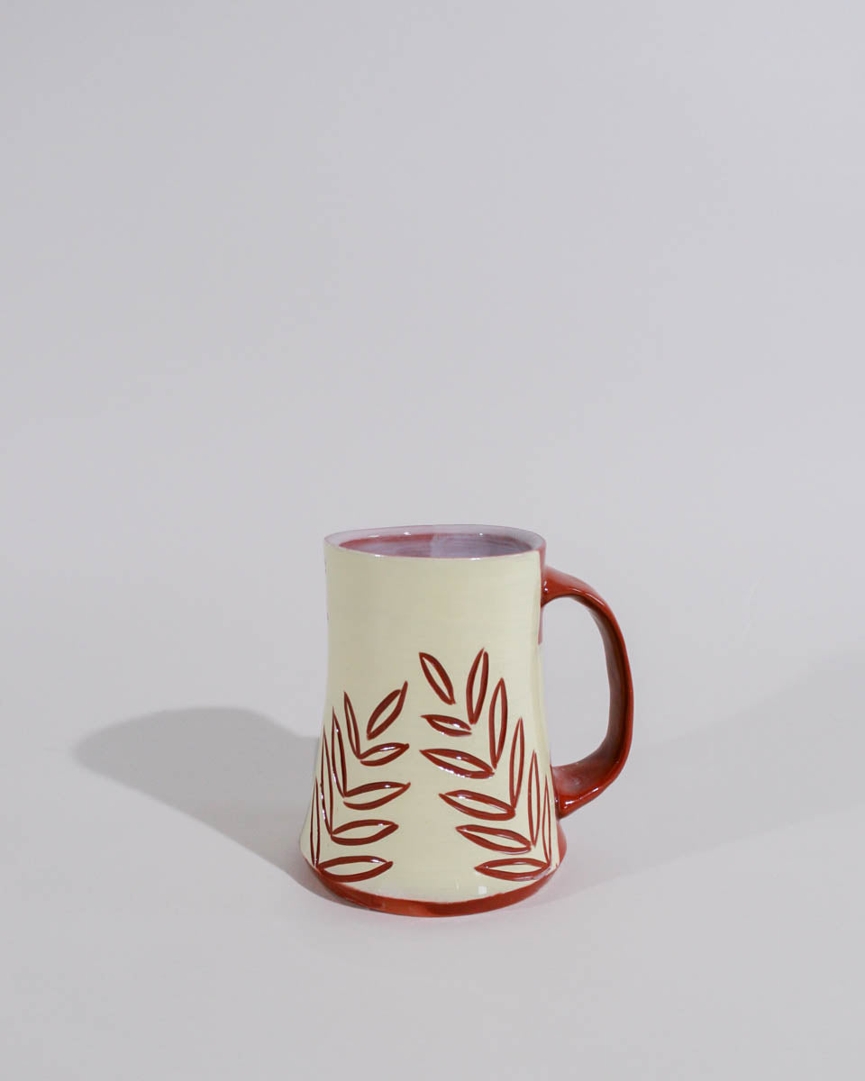 cream carved leaves stein