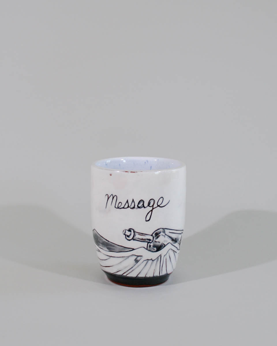 Cup   vase  tall narrow form with drawing 2