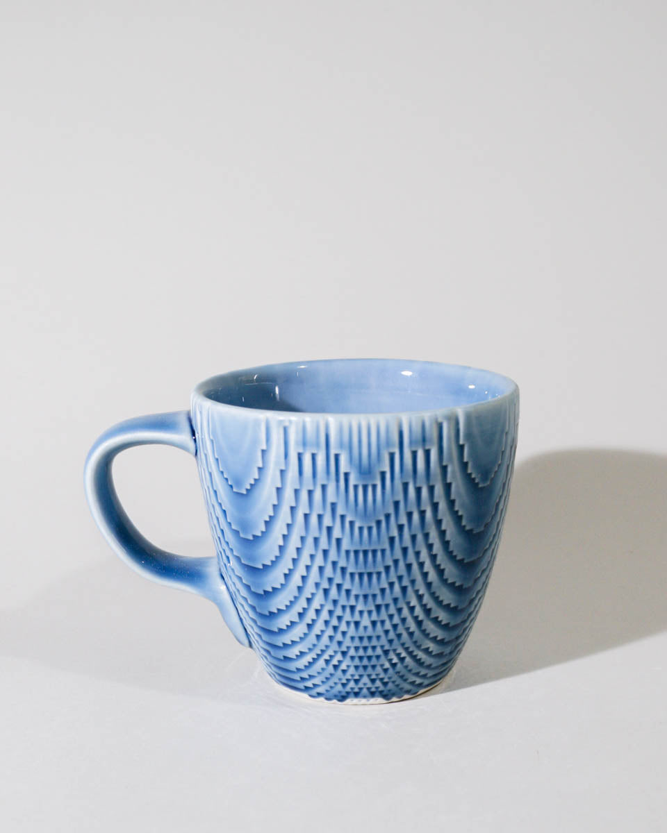 Blue Knockdown Mug with Wide Handle