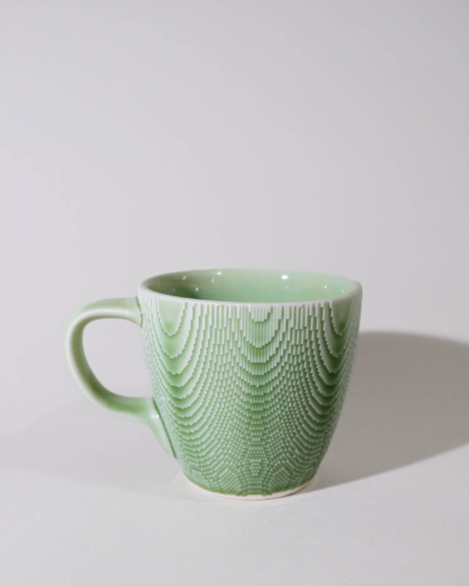 Green Tactile Mug with Wide Handle