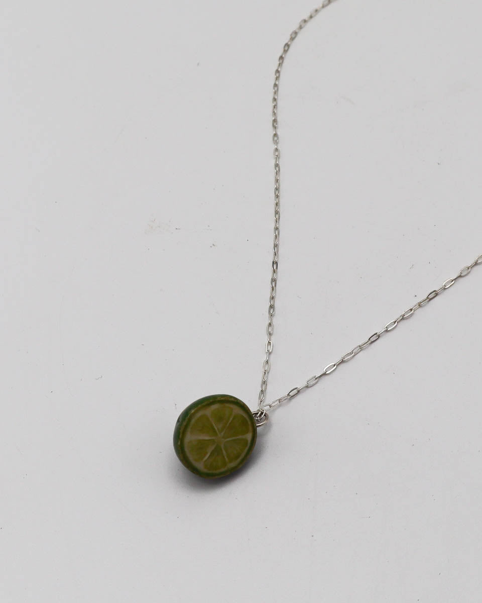 18 Inch Sterling silver necklace lime half