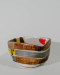 Square Bowl, Stripes and Red Dot