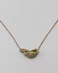 20 Inch Brass necklace organic porcelain pendant green