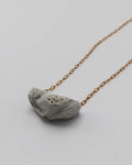 20 Inch Brass necklace organic porcelain pendant brown