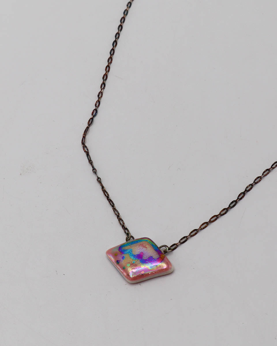 Necklace sterling silver chain diamond pink raincloud