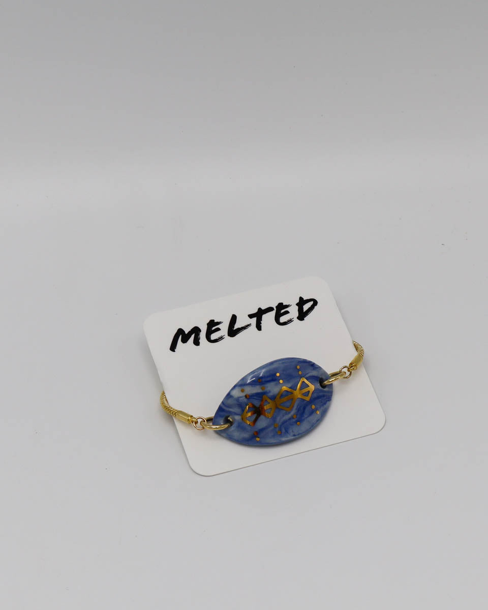 Bracelet 18k gold plated blue marble