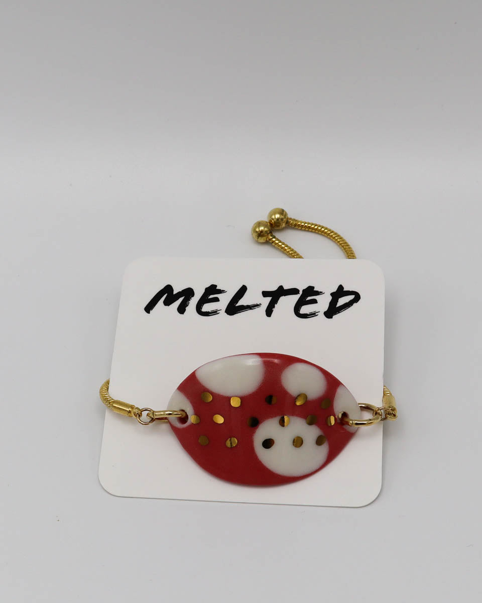 Bracelet 18k gold plated red and white