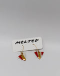 Earrings 18k gold filled wire with triangle red and white