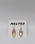 Earrings 18k gold filled earwire surfboard lilac and white