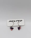 Earrings 18k gold filled wire mini triangle pink and purple